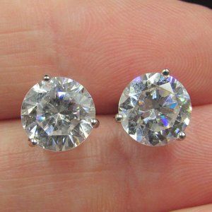 Sterling Silver Large Round CZ Diamond Earrings
